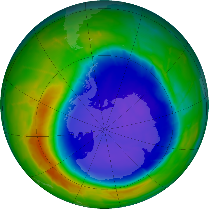 Antarctic ozone map for 25 September 2010